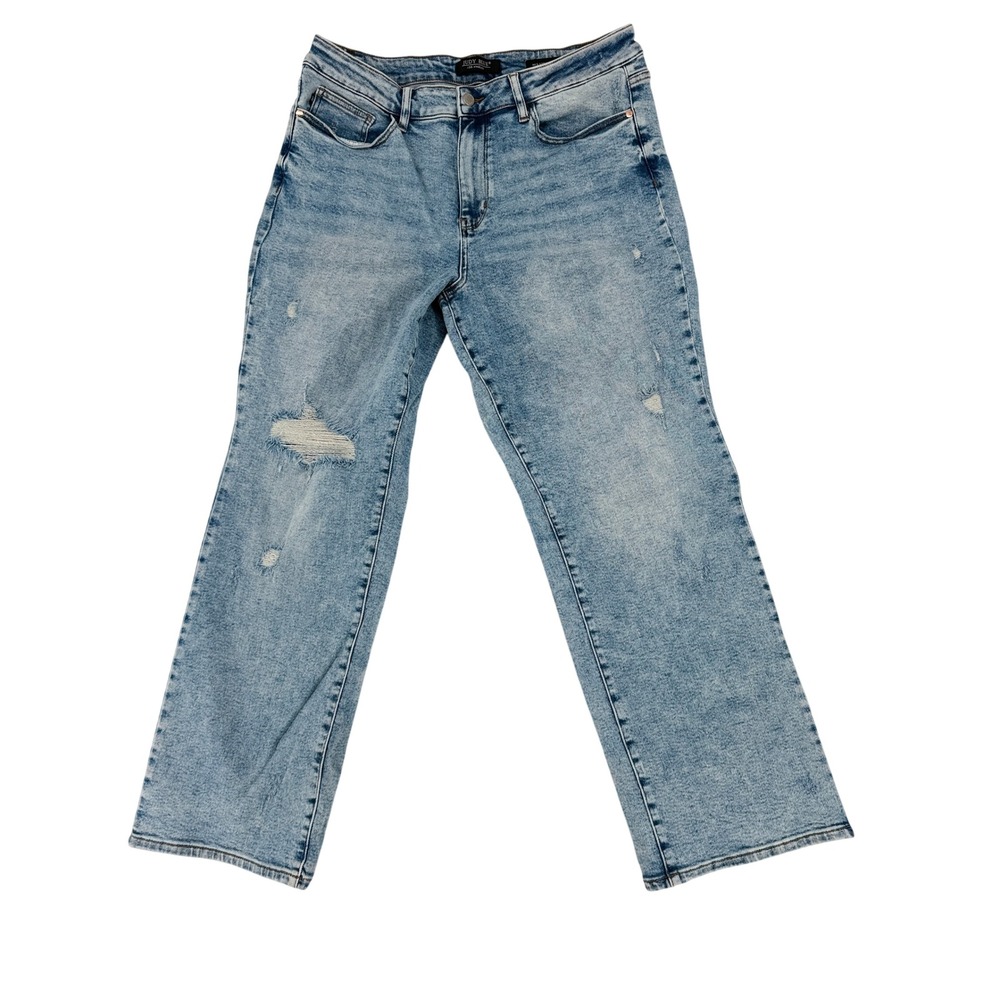 Judy Blue 90s Straight Leg Distressed Light Wash High Rise Jeans Blue Size 11/30